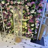 Iluminação acrílica alta Pilar de cristal Corredor de chumbo Estande de flores peças centrais com luz led para cenário de casamento imake930