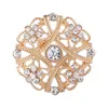 Broches Broches Mode métal cristal fleur corset pour femmes creux circulaire strass or argent bijoux vêtements accessoires G230529