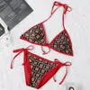 Costume da bagno sexy bikini alla moda feste in piscina Costumi da bagno donna Designer costume da bagno rosso netto Yacht party crop bikini set284S