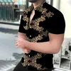 Camisas casuais masculinas verão moda masculina streetwear camisa solta 2023 masculino personalidade 3d pentagrama padrão manga curta