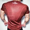 T-shirt da uomo T-shirt da uomo a maniche corte T-shirt da uomo Palestre Bodybuilding Skin Tight Thermal Compression Shirts Workout Top T230601