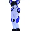 Blue Husky Fox Medium Length Fur Mascot Costume Walking Halloween Christmas Large Event Suit Party Role Suit Party Size Christmas