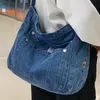 Sacos de noite Bolsa de ombro feminina com vários bolsos Jeans de alta qualidade Bolsa de moda feminina portátil macia Lavanderia jeans casual bolsa de corpo cruzado feminina