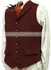 Jackets Men's Wool Tweed Slim Fit Leisure Cotton Suit Bury Vest Gentleman Herringbone Business Brown Waistcoat for Wedding Groom