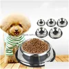 Andra husdjursmaterial Rostfritt stål Dog Cat Bowl Nonslip Feeder