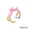 Cluster Rings COMPRAR Fashion 8 Cores Esmalte Lovely Dog Chram Finger Ring For Women Girl Wholesale Gold Color Copper Party Jewelry Female