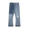 Trendy High Street Hommes Jeans Pantalons Créateur De Mode Denim Bleu Pantalon Évasé Jeunesse Rivet Imprimer Patch Blanc Jean Broderie Garçons Kecks