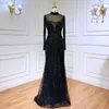 Vestidos Casuais Serene Hill Nu Muçulmano Frisado Borla Sereia Dubai Árabe Vestidos de Noite Luxo 2023 Para Mulheres Festa de Casamento LA71533