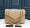 Bolso LOULOU de gran tamaño de diseñador Luxurys, bolso de lujo genuino, bolso de compras de cuero de oveja acolchado, bolso de cadena WOC, monedero, TOTE