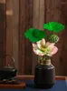 Flores decorativas sensação de mão artificial lótus flor de nenúfar folhas verdes para lagoa vaso arranjo jardim casa ao lado de decoração de buda