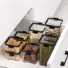 Opslag Flessen Set Van 4 Stuks Plastic Luchtdichte Granen Container Met Schaal Display Keuken Droge Voedsel Doos Koelkast Geur proof Organizer