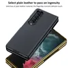 Роскошная винтажная кожаная вагага для телефона для Samsung Galaxy Folding Z Fold4 5G Прочная тонкая полная защитная мягкая бампер с твердым цветом Anti-Skid