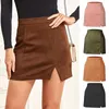 Skirts Autumn Women's Suede Wrap Hip Slit Elegant Skirt High Waist Design Zipper Flap Winter A Line Solid Color Sexy Mini