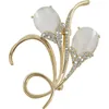 Pins Broschen Frauen einfache Opal Whit Kristall schöne weibliche Blume Kind Luxus Gelbgold Zirkon Legierung Tier Brosche Sicherheitsnadel G230529