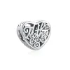 Для Pandora Charms Authentic 925 Серебряные бусины болтают обаяние Бесконечная любовь сердце Мать звезда проставка бусинка