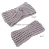 Headbands New Fashion Women Winter Crochet Wool Knitted Headband Hairbands Head Wrap Twist Turban Ear Headwarmer Accessories Drop De Dhxps