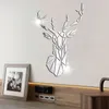Adesivos de parede espelho 3D estilo nórdico acrílico cabeça de veado decalque mural removível para decoração de sala de estar em casa faça você mesmo 230531