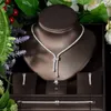 Ketting Oorbellen Set Mode Helder Wit Vergulde Zirconia En Elegant Voor Vrouwen Feestgeschenken N-1136