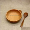 Dishes Plates Sushi Platter Dish El Service Plate Wooden Square Dessert Cake Bread Tray Home Tea Cup Pad Holder Wood Fruit Drop De Dhvfe
