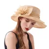 Hüte mit breiter Krempe für Damen, Blumen-Spitzenhut, Brautparty, Sonne, Strand, einfarbig, Sonnenschutz, Sommer, leichte Kappen, Fascinator, Kleiderkappe