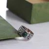 70% rabatt på designer smycken armband halsband ring SJ. Interlocking Head Malachite Ring Men's Women's samma breda ringny smycken