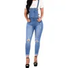 Jeans Womens Plus Size Hohe Taille dünne Latze Overall Jeans Verstellbare Verlaufslänge Lange Hosen Zerstörte Löcher Schuffhastteil Jumpsuit