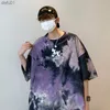 Uomo Estate New Hot Hip Hop Streetwear Moda T-Shirt Cotone Oversize Top Tees Uomo Casual Tie-Dye O-Collo T-Shirt manica corta L230520