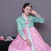 Ropa étnica Mujeres Traje tradicional de Corea del Sur Mujer Antiguo Kroean Hanbok Vestido Vintage Ladies National Dance 89