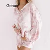 Vêtements de nuit pour femmes manches lanterne dames pyjama ensemble cravate-teinture vêtements de nuit vêtements de nuit femmes printemps été chemise de nuit ample vêtements de maison