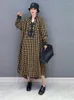 カジュアルドレスSuperaen 2023 Spring Korean Fashion PlaidExhize Maxi Dress Women's Wear Summer