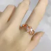 Band Rings Wave Shaped Cubic Finger Wedding Engagement for Women Ladies Beautiful Elegant Rose Gold Color Ring Jewelry