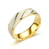 Fashion Flower Striped Wedding Pierścionki Gold 18k Stali Stal Pink