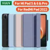 Case For Xiaomi mi pad 5 mipad 6 Pro Case With Auto Wake up/ Sleep Silicone Funda For Redmi Pad Case 2022 Support Magnetic Charging