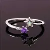 Anillos de banda de lujo para mujer, anillo blanco, Color dorado y plateado, abalorio ajustable fino, estrella redonda de cristal, boda para mujer