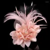 Broches Retro Doek Art Veer Broche Pins Strass Stof Bloem Corsage Revers Handgemaakte Sieraden Bruiloft Accessoires