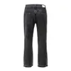 High Street Wind Wash, Deconstructed Spliced Flare Jeans Dark Black Men's and Women's Pendant Wide Leg Pants{category}