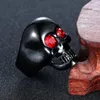 Ringas de cluster Vintage Red Crystal Eye Black Skull Motorcycle Party steampunk dedo frio para homens de joalheria de motociclistas Acessórios