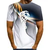 Camiseta masculina 3D camuflada estampada manga curta gola redonda malha de leite seda roupas masculinas novas