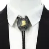 Fliegen Western Denim Männer Krawatte Zinklegierung Spitze Antikes Zinn Zweifarbig Offen Vintage Goldene Stiefel Muster Passendes Hemd