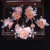 Necklace Earrings Set Vintage Hair Stick Earring Chinese For Women Floral Tassel Pearl Clip Hairpin Fairy Tiaras Wedding Accessories