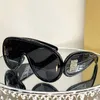 Óculos de sol com máscara Wave LW40108I preto com lentes de logotipo Óculos de sol feminino com armação oval oversized Óculos de sol com máscara de fibra de acetato Óculos de moda para passarela