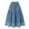 Dresses Casual Jeans Skirt Women's Denim Maxi Skirts Korean Vintage High Waist Blue Pleated Long Skirt Midi Saias Jeans Feminina