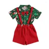 Clothing Sets Cute Boy Christmas Outfit Summer 1 To 2 Years Print Green Shirts Red Sorts Kids For Boys 3 Year Clothes