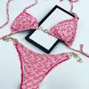Projektanci kostiumów kąpielowych bikini scenariusz Designer pływa Kobieta dwuczęściowa bikini list kąpielowy kryształowe letnie plażę kąpielową luksusowe kostiury kąpielowe trzy punkty złote bikini bikini