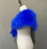 Estoque de lenços à venda capa de penas xale mini tamanho pequeno para jantar de festa azul real peludo fofo romântico