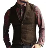 Abiti da uomo Abito da uomo Gilet Risvolto Scollo a V Lana A spina di pesce Casual Formale Business Gilet Sposo Per Matrimonio Su ordine 1 pezzo