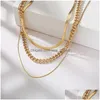 Strands Strings New Vintage Punk Style Mti Layer Chain Colares Moda Banhado A Ouro Snake Gargantilha Conjunto Para Mulheres Drop Deliv Dhvsz