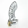 Sipping 3 Sizes CPB011 Male Metal Chastity Device Spiral Cock Cages Mens Virginity Lock Penis Ring309r