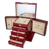 Smyckespåsar retro trärättningsbox stor kapacitet 360 Vintage lyxig multi -lager arrangör för tjejprydnad