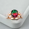 Band Rings Charm Female Oval Ring Crystal Rose Gold Color Wedding For Women Cute Zircon Butterfly Thin Engagement